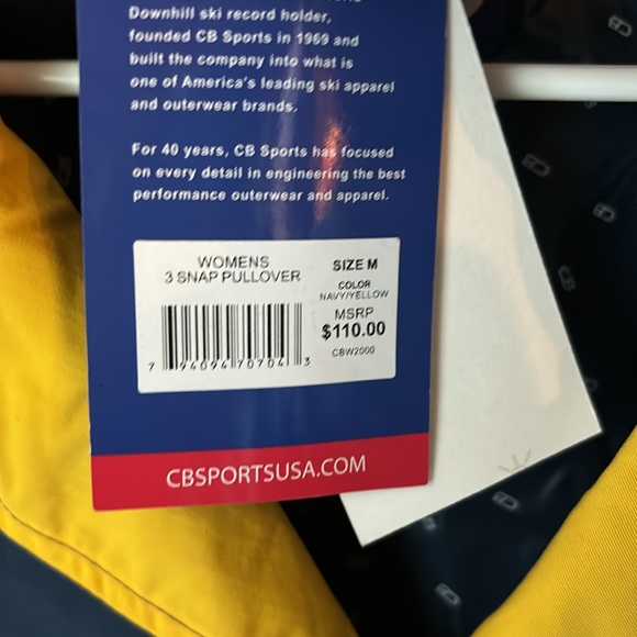 CBSports yellow and blue women’s 3 snap pullover. Size M. Never worn. - Picture 2 of 3